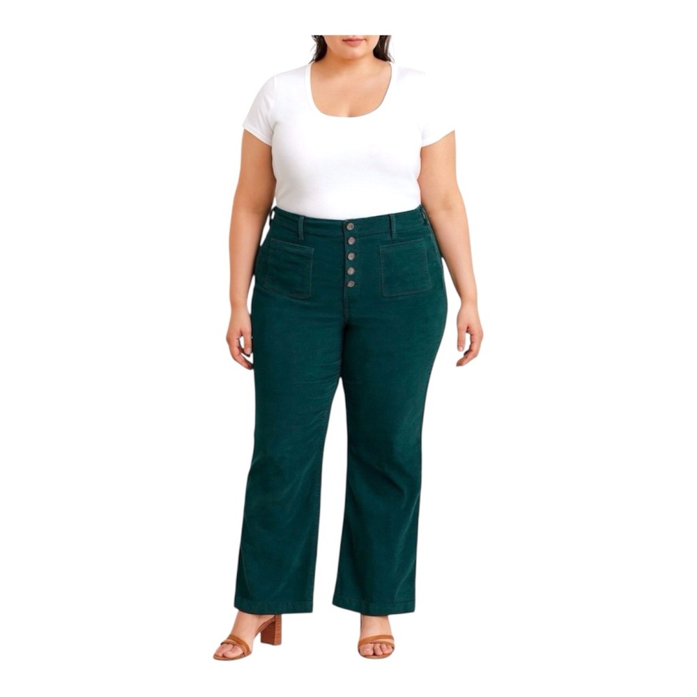 Torrid Woman’s High Rise Botanical Green Corduroy Pants Size 22R